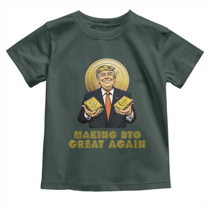 Trump Bitcoin Toddler T Shirt Make BTC Great Again Meme Coin Crypto TS02 Dark Forest Green Print Your Wear
