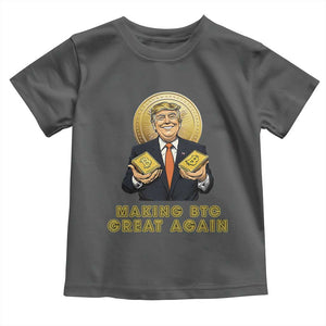 Trump Bitcoin Toddler T Shirt Make BTC Great Again Meme Coin Crypto TS02 Dark Heather Print Your Wear
