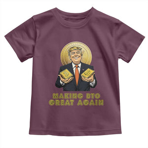 Trump Bitcoin Toddler T Shirt Make BTC Great Again Meme Coin Crypto TS02 Maroon Print Your Wear