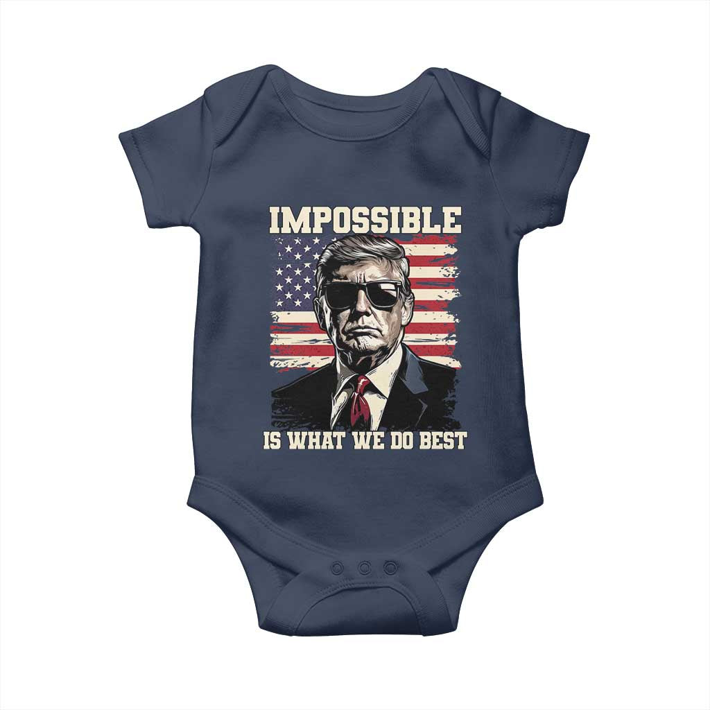 Trump 2025 Baby Onesie Impossible Is What We Do Best Inauguration TS02 Navy Print Your Wear