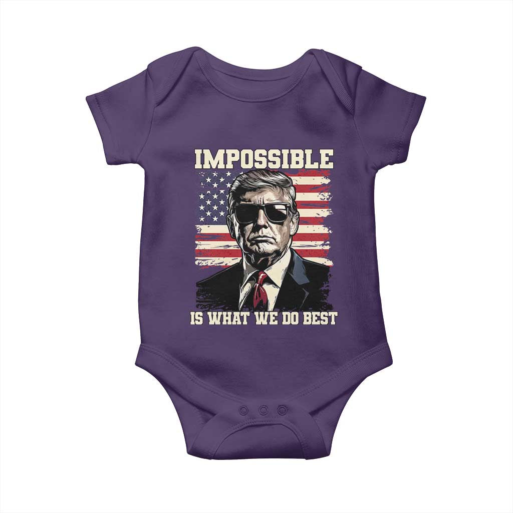 Trump 2025 Baby Onesie Impossible Is What We Do Best Inauguration TS02 Purple Print Your Wear