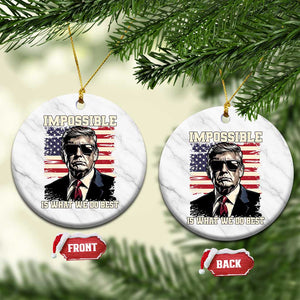 Trump 2025 Ceramic Ornament Impossible Is What We Do Best Inauguration TS02 1pc White Marble Print Your Wear