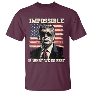 Trump 2025 T Shirt Impossible Is What We Do Best Inauguration TS02 Maroon Print Your Wear