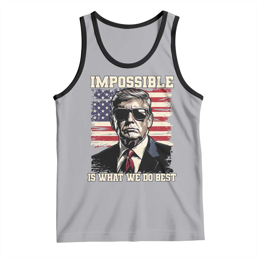 Trump 2025 Tank Top Impossible Is What We Do Best Inauguration TS02 Athletic Heather Black Print Your Wear