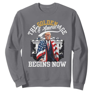 Trump 2025 Sweatshirt The Golden Age Of America Begins Right Now 47th President TS02 Charcoal Print Your Wear