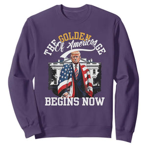 Trump 2025 Sweatshirt The Golden Age Of America Begins Right Now 47th President TS02 Purple Print Your Wear