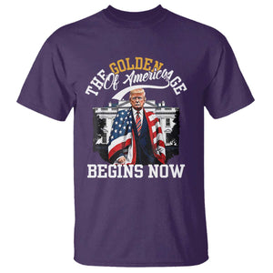 Trump 2025 T Shirt The Golden Age Of America Begins Right Now 47th President TS02 Purple Print Your Wear
