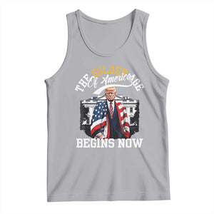 Trump 2025 Tank Top The Golden Age Of America Begins Right Now 47th President TS02 Athletic Heather Print Your Wear