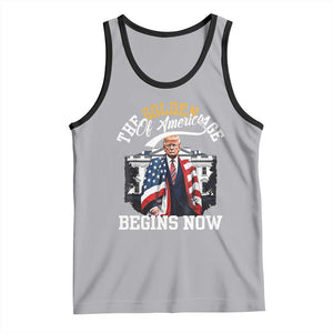 Trump 2025 Tank Top The Golden Age Of America Begins Right Now 47th President TS02 Athletic Heather Black Print Your Wear