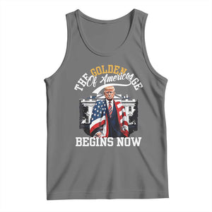 Trump 2025 Tank Top The Golden Age Of America Begins Right Now 47th President TS02 Black Heather Print Your Wear
