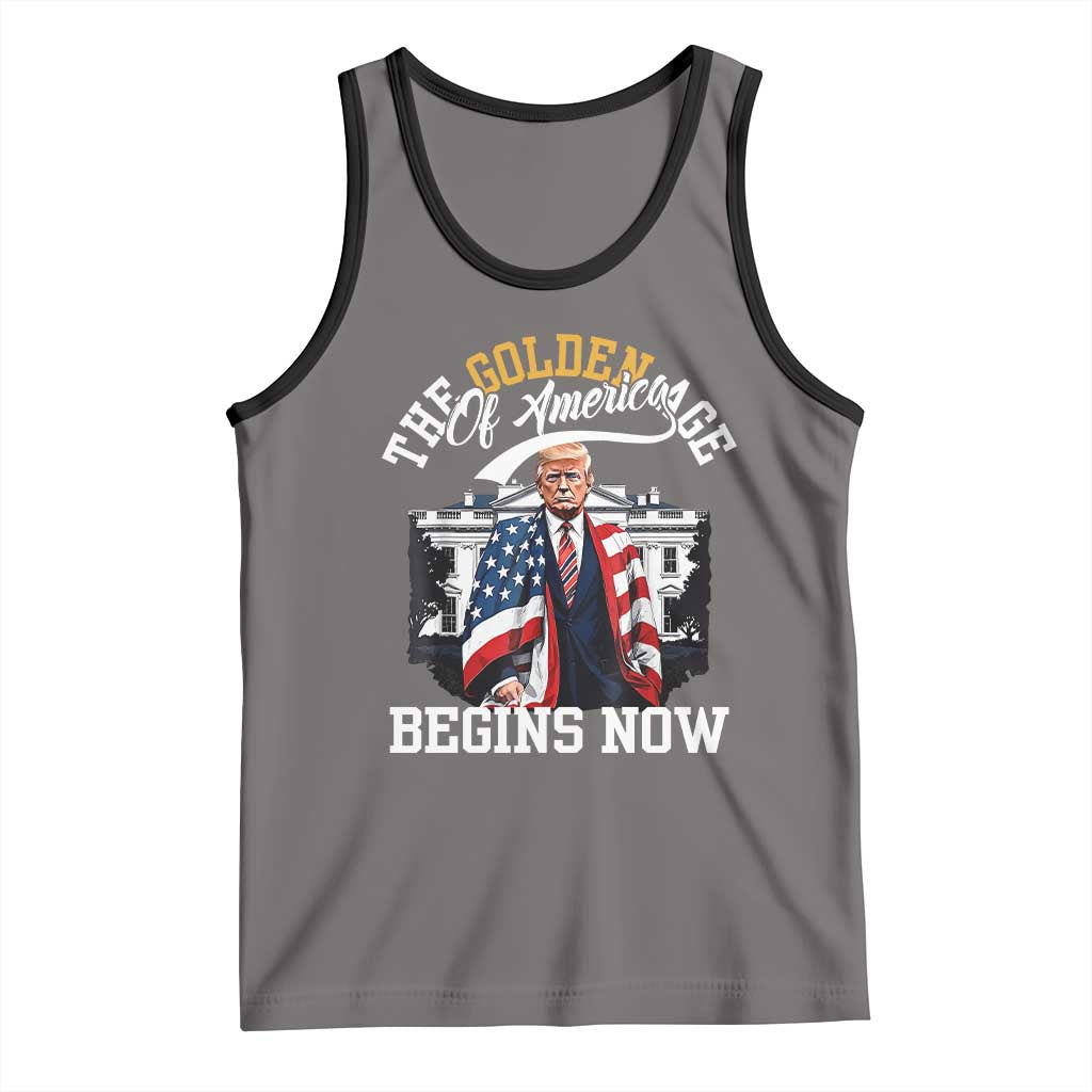 Trump 2025 Tank Top The Golden Age Of America Begins Right Now 47th President TS02 Deep Heather Black Print Your Wear