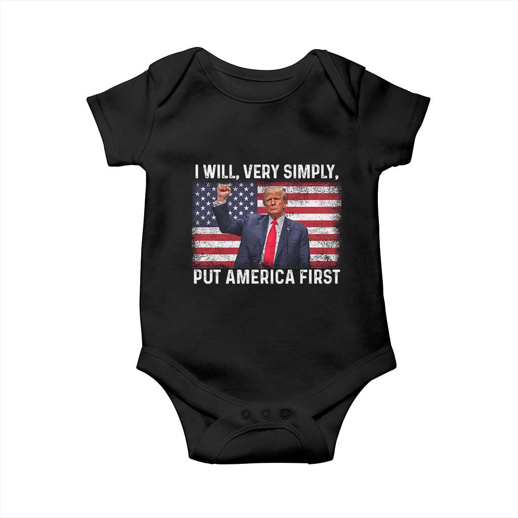 Trump 2025 Baby Onesie The Golden Age Of America Begins Right Now American Flag TS02 Black Print Your Wear