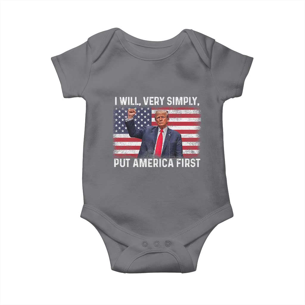 Trump 2025 Baby Onesie The Golden Age Of America Begins Right Now American Flag TS02 Charcoal Print Your Wear