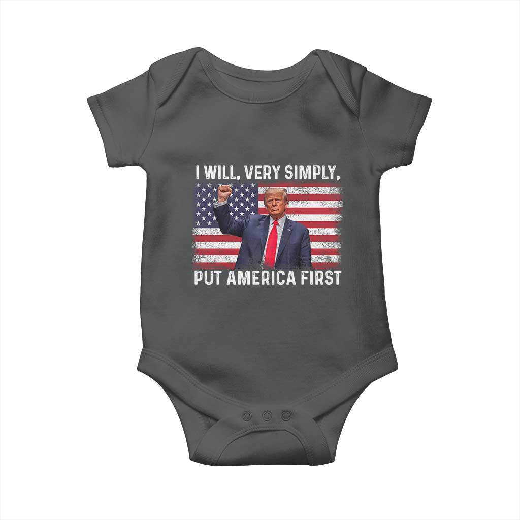 Trump 2025 Baby Onesie The Golden Age Of America Begins Right Now American Flag TS02 Dark Heather Print Your Wear