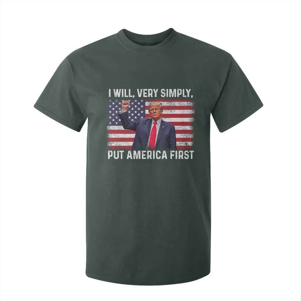 Trump 2025 T Shirt For Kid The Golden Age Of America Begins Right Now American Flag TS02 Dark Forest Green Print Your Wear