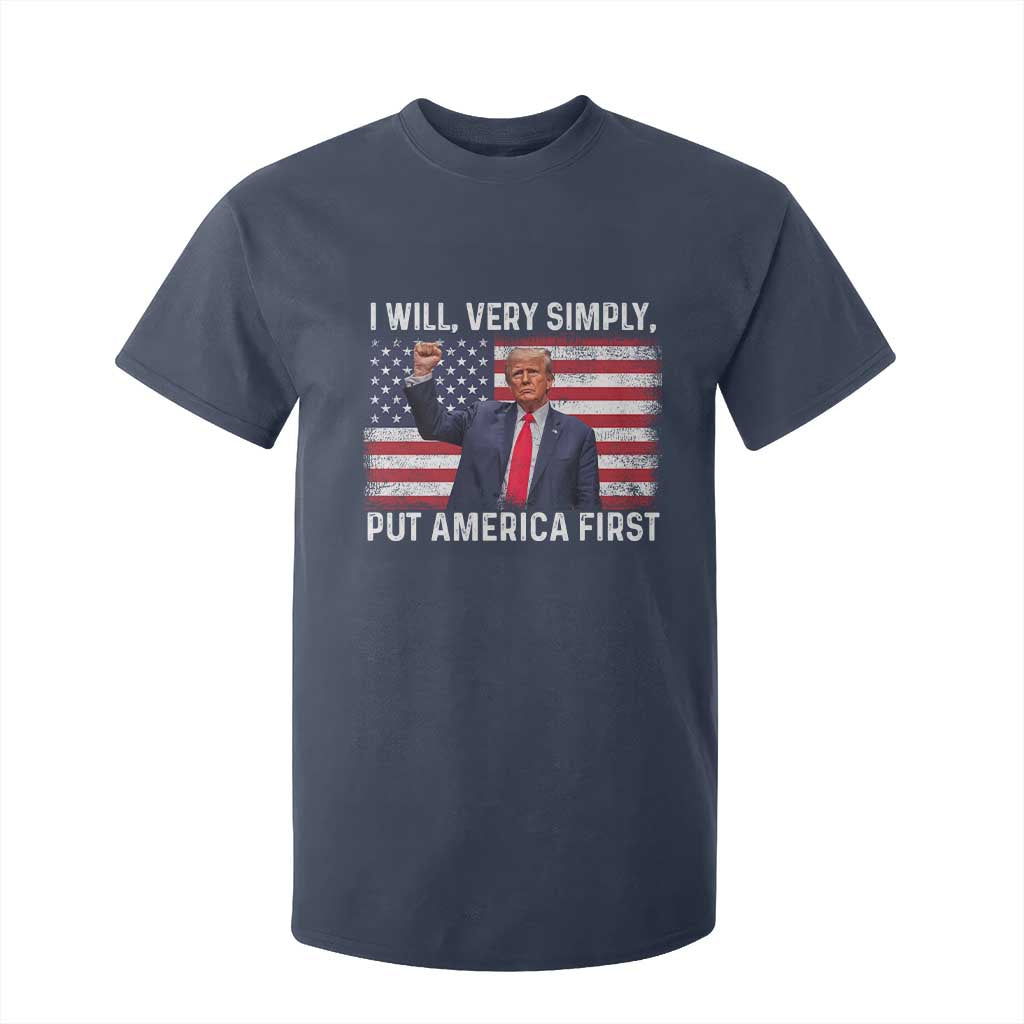 Trump 2025 T Shirt For Kid The Golden Age Of America Begins Right Now American Flag TS02 Navy Print Your Wear