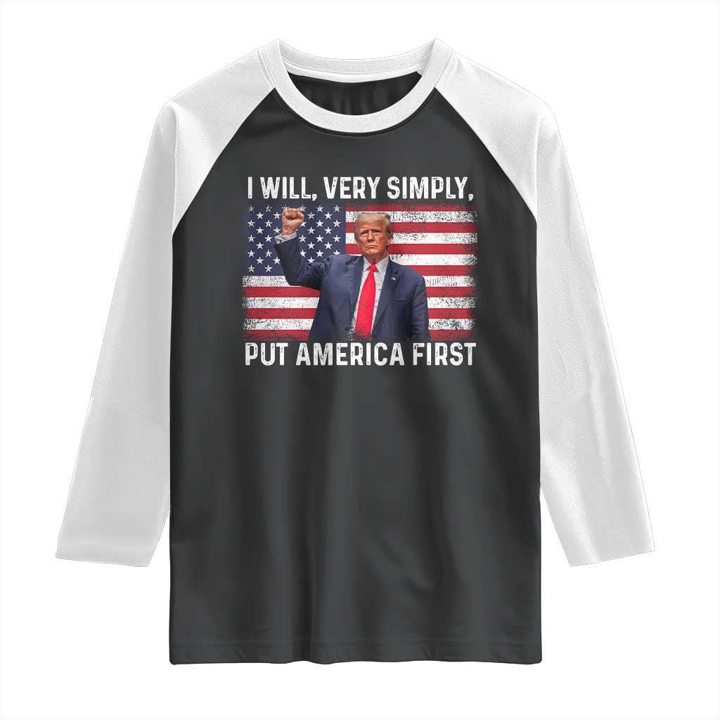 Trump 2025 Raglan Shirt The Golden Age Of America Begins Right Now American Flag TS02 Black White Print Your Wear