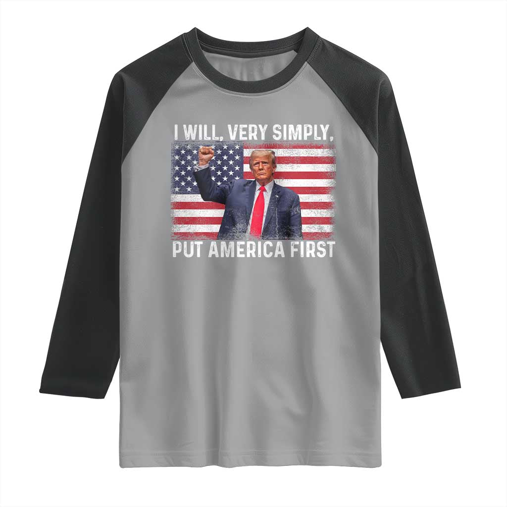 Trump 2025 Raglan Shirt The Golden Age Of America Begins Right Now American Flag TS02 Sport Gray Black Print Your Wear