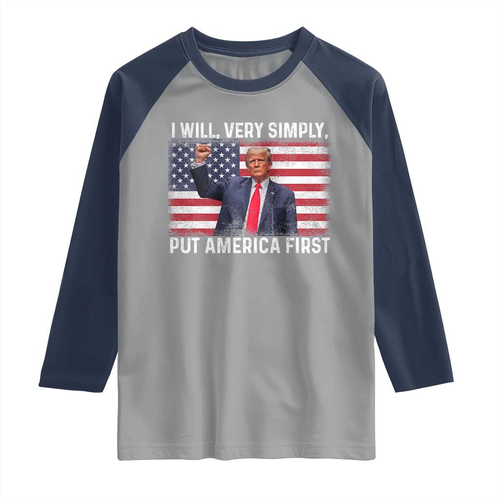 Trump 2025 Raglan Shirt The Golden Age Of America Begins Right Now American Flag TS02 Sport Gray Navy Print Your Wear