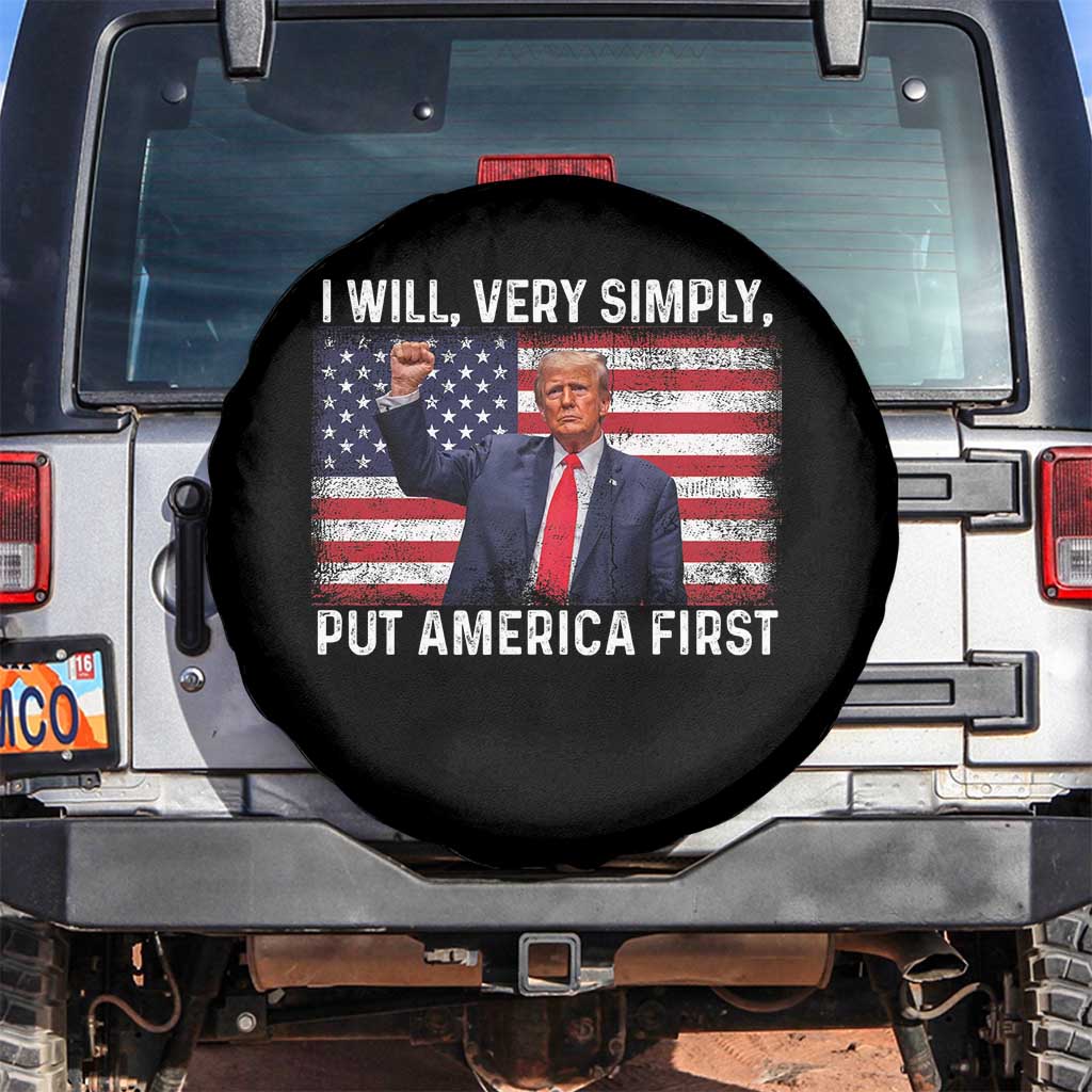 Trump 2025 Spare Tire Cover The Golden Age Of America Begins Right Now American Flag TS02 No hole Black Print Your Wear