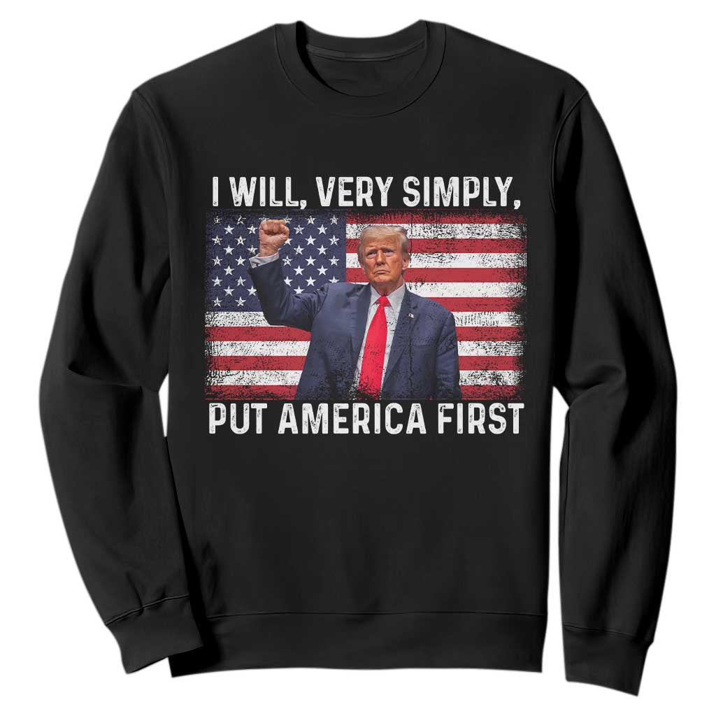 Trump 2025 Sweatshirt The Golden Age Of America Begins Right Now American Flag TS02 Black Print Your Wear