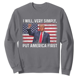 Trump 2025 Sweatshirt The Golden Age Of America Begins Right Now American Flag TS02 Charcoal Print Your Wear