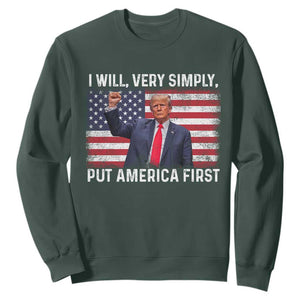 Trump 2025 Sweatshirt The Golden Age Of America Begins Right Now American Flag TS02 Dark Forest Green Print Your Wear