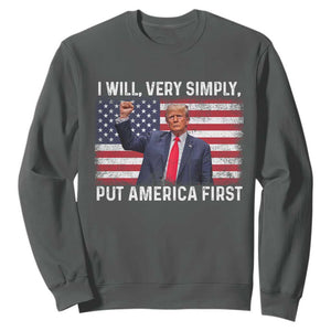 Trump 2025 Sweatshirt The Golden Age Of America Begins Right Now American Flag TS02 Dark Heather Print Your Wear