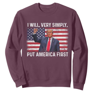Trump 2025 Sweatshirt The Golden Age Of America Begins Right Now American Flag TS02 Maroon Print Your Wear