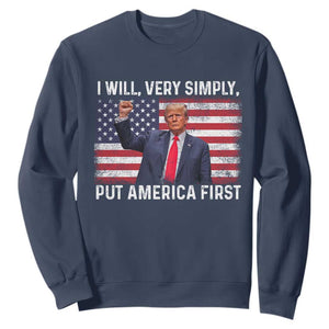 Trump 2025 Sweatshirt The Golden Age Of America Begins Right Now American Flag TS02 Navy Print Your Wear