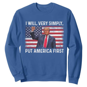 Trump 2025 Sweatshirt The Golden Age Of America Begins Right Now American Flag TS02 Royal Blue Print Your Wear