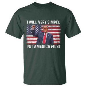 Trump 2025 T Shirt The Golden Age Of America Begins Right Now American Flag TS02 Dark Forest Green Print Your Wear