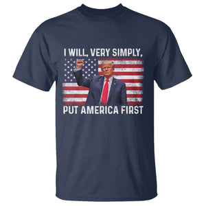 Trump 2025 T Shirt The Golden Age Of America Begins Right Now American Flag TS02 Navy Print Your Wear