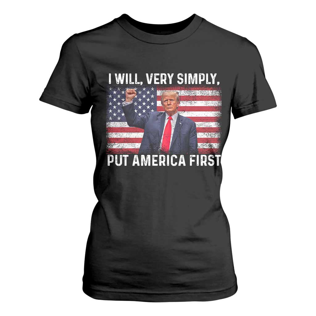 Trump 2025 T Shirt For Women The Golden Age Of America Begins Right Now American Flag TS02 Black Print Your Wear