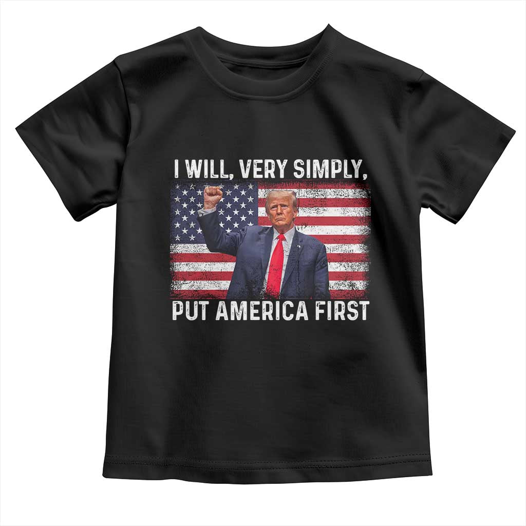 Trump 2025 Toddler T Shirt The Golden Age Of America Begins Right Now American Flag TS02 Black Print Your Wear