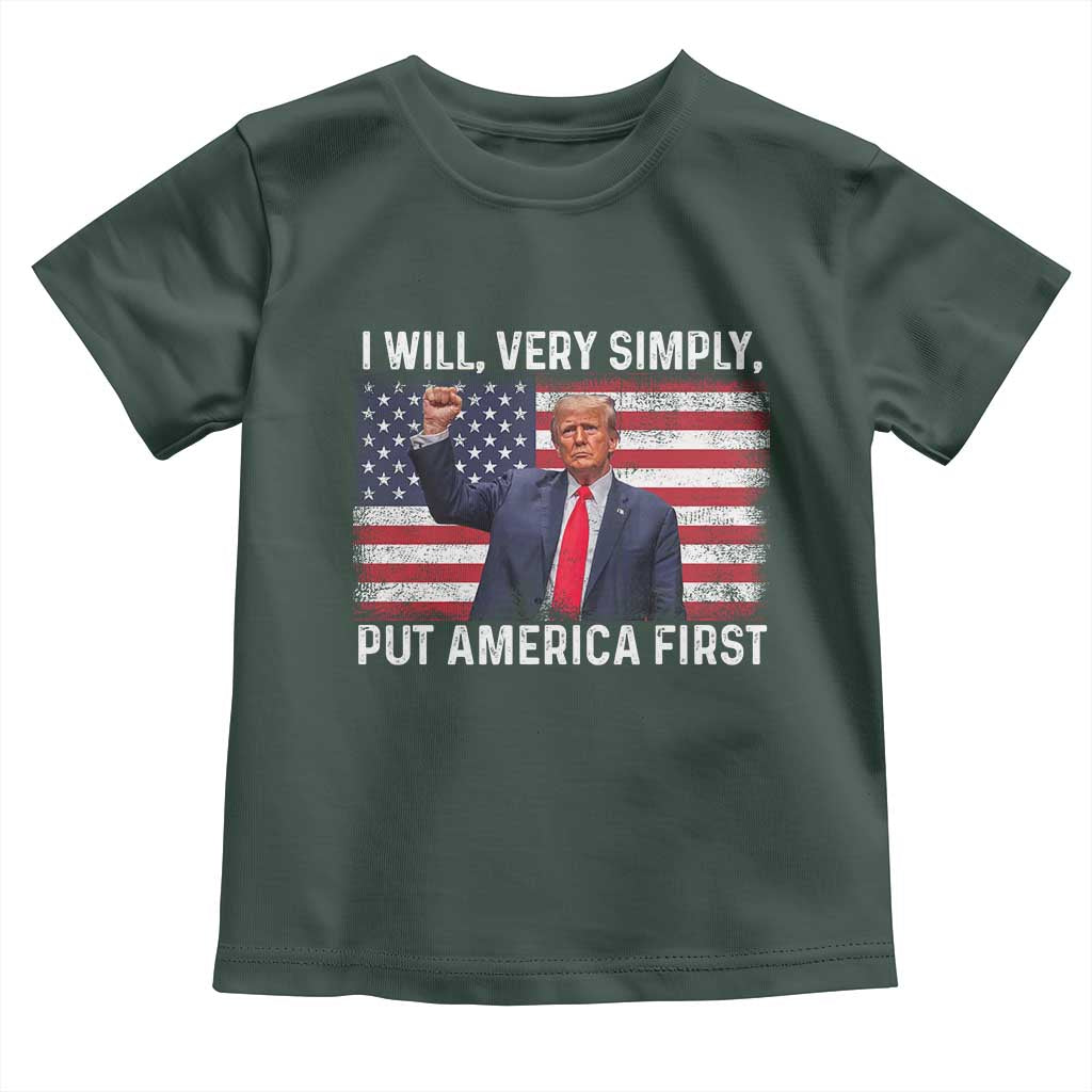 Trump 2025 Toddler T Shirt The Golden Age Of America Begins Right Now American Flag TS02 Dark Forest Green Print Your Wear