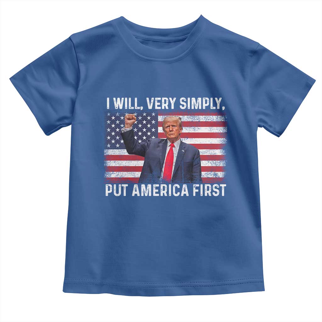 Trump 2025 Toddler T Shirt The Golden Age Of America Begins Right Now American Flag TS02 Royal Blue Print Your Wear