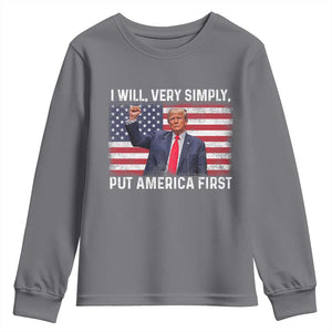 Trump 2025 Youth Sweatshirt The Golden Age Of America Begins Right Now American Flag TS02 Charcoal Print Your Wear