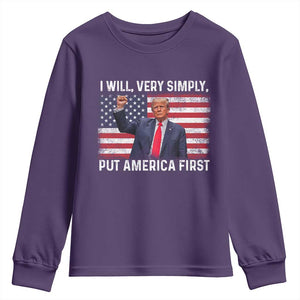 Trump 2025 Youth Sweatshirt The Golden Age Of America Begins Right Now American Flag TS02 Purple Print Your Wear