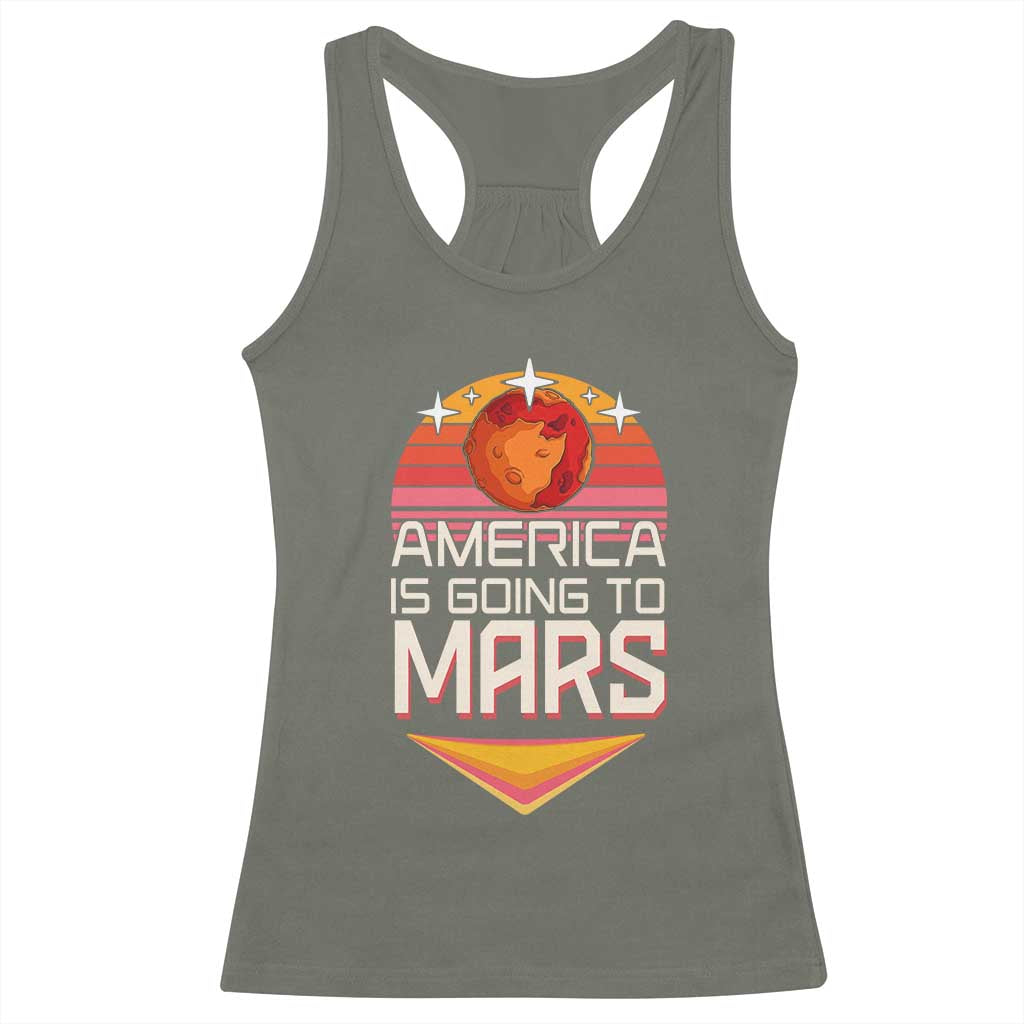 Trump 2025 Racerback Tank Top America Is Going To Mars Funny USA Patriotic Party TS02 Military Green Print Your Wear
