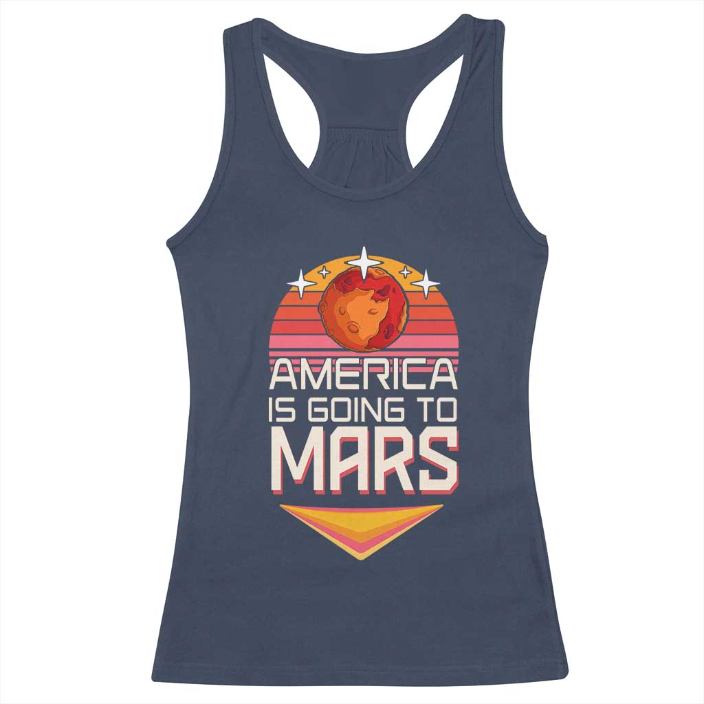Trump 2025 Racerback Tank Top America Is Going To Mars Funny USA Patriotic Party TS02 Navy Print Your Wear