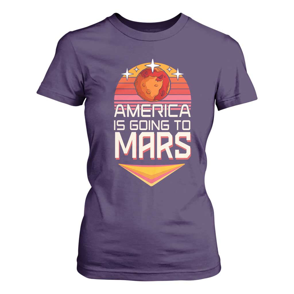 Trump 2025 T Shirt For Women America Is Going To Mars Funny USA Patriotic Party TS02 Purple Print Your Wear