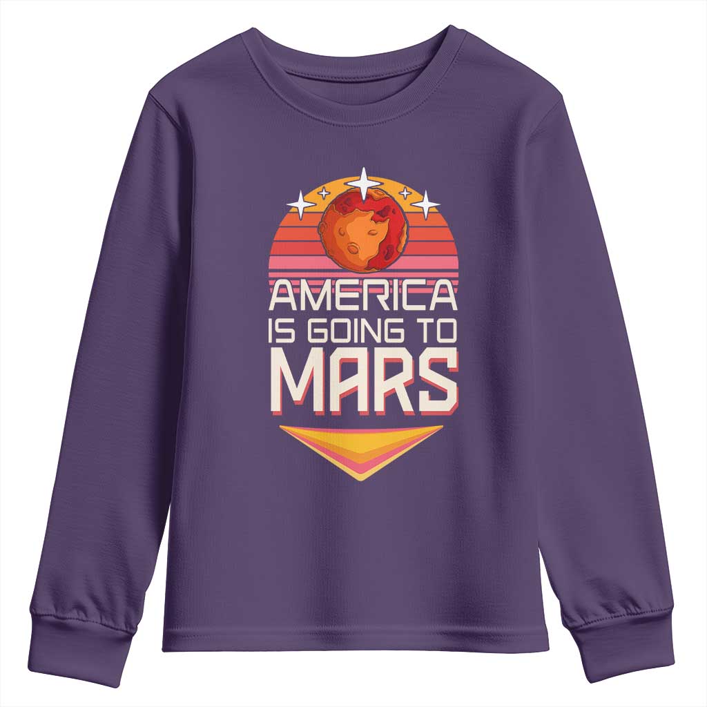 Trump 2025 Youth Sweatshirt America Is Going To Mars Funny USA Patriotic Party TS02 Purple Print Your Wear
