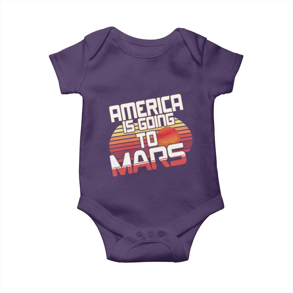 Trump 2025 Baby Onesie America Is Going To Mars Funny USA Patriotic Retro TS02 Purple Print Your Wear