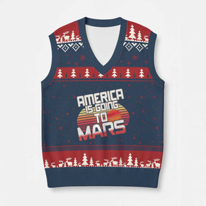 Trump 2025 V-Neck Knit Sweater Vest America Is Going To Mars Funny USA Patriotic Retro TS02 Navy Red Print Your Wear