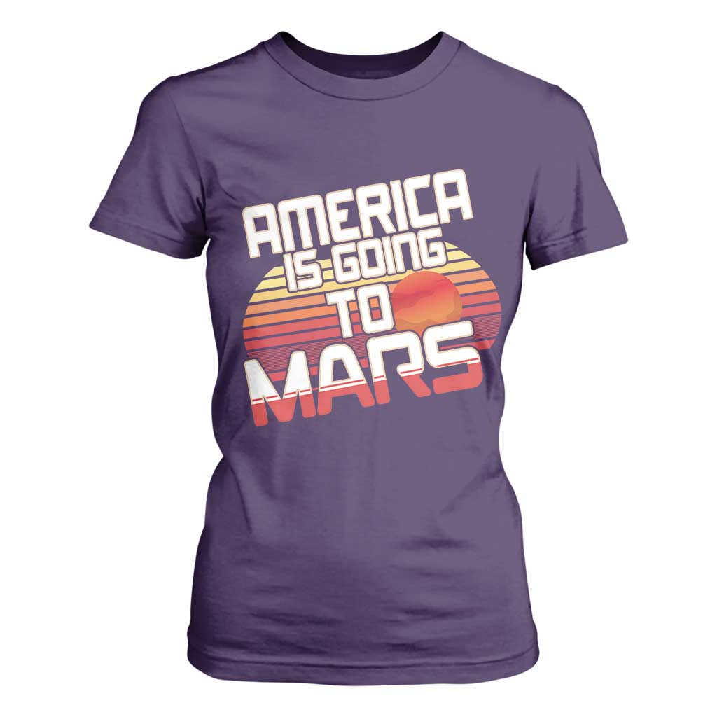 Trump 2025 T Shirt For Women America Is Going To Mars Funny USA Patriotic Retro TS02 Purple Print Your Wear