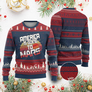 Trump 2025 Knit Sweatshirt America Is Going To Mars Funny USA Patriotic Retro TS02 Burgundy Print Your Wear