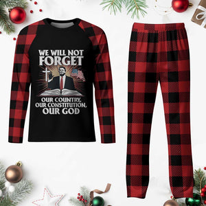 Trump 2025 Plaid Pajama Set We Will Not Forget Our Country Our Constitution Our God American Flag TS02 Buffalo Plaid Print Your Wear
