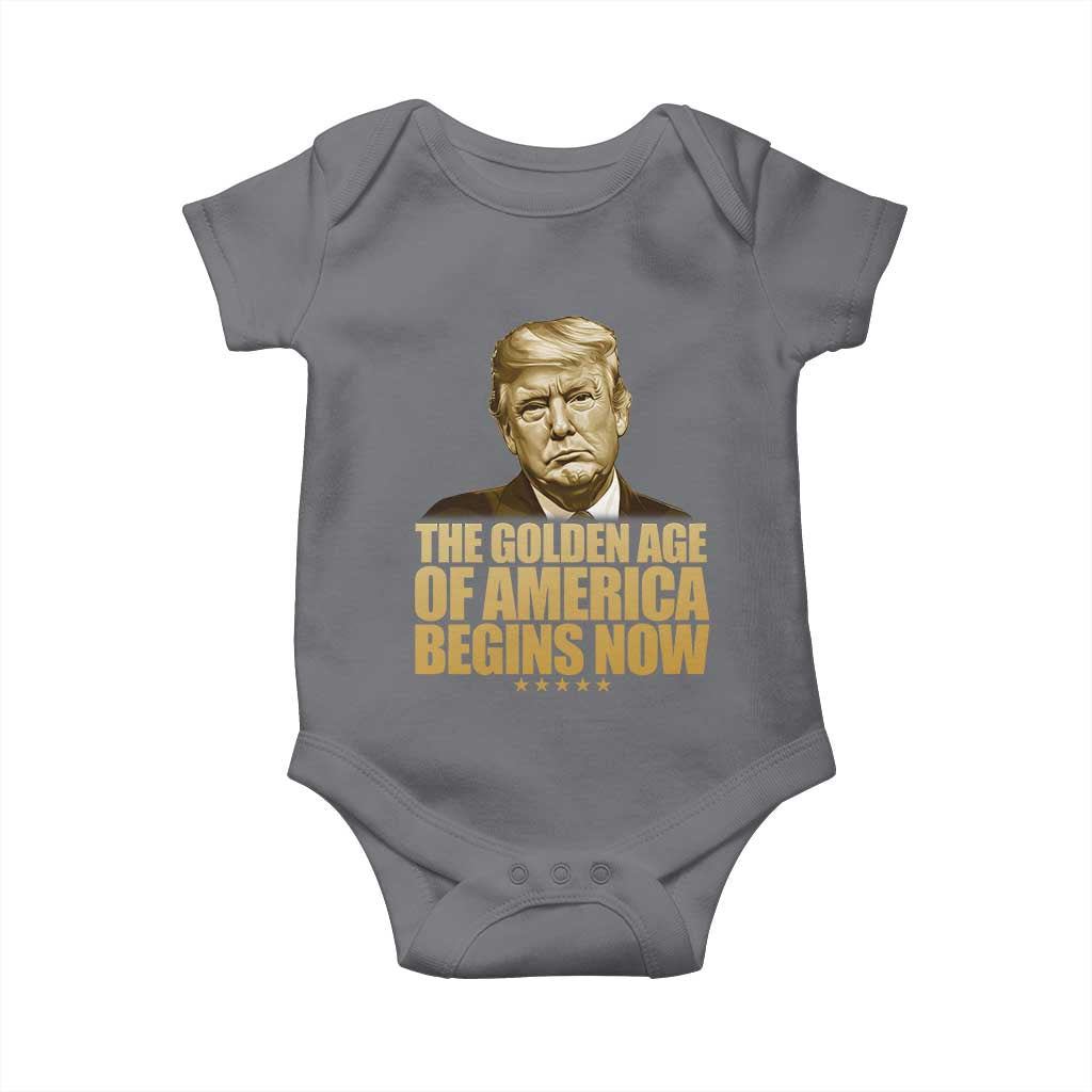 Trump 2025 Baby Onesie Golden Age Of America Begins Now Inauguration Speech TS02 Charcoal Print Your Wear