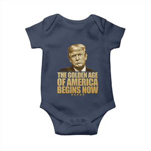Trump 2025 Baby Onesie Golden Age Of America Begins Now Inauguration Speech TS02 Navy Print Your Wear